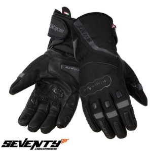 Manusi moto piele Seventy Degrees SD-T7 Gobi - barbati, iarna, impermeabile, touring, negru/gri