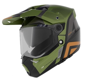 Casca Axxis Wolf DS Hydra - Adventure, verde mat, Ochelari soare incluși