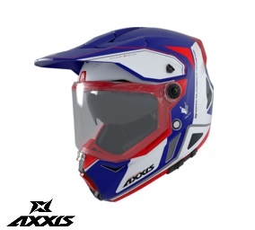 Casca Axxis Wolf DS Roadrunner - Adventure, albastru mat, Ochelari soare incluși