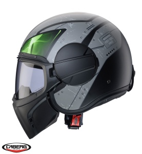 Casca Caberg Ghost X Vyrus - Adventure, negru/gri/verde fluor mat - Img 3