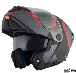 Casca MT Helmets Atom 2 SV Emalla - Flip-up, gri/rosu mat, Ochelari soare incluși, ECE 22.06