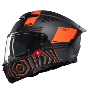 Casca MT Helmets Atom 2 SV Strange - Flip-up, gri portocaliu, Ochelari soare incluși, ECE 22.06 - Img 2