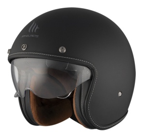 Casca MT Helmets Le Mans 2 S SV - Open face, negru mat, Ochelari soare incluși, ECE 22.06