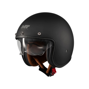 Casca MT Helmets Le Mans 2 S SV Pure - Open face, negru mat, Ochelari soare incluși, ECE 22.06