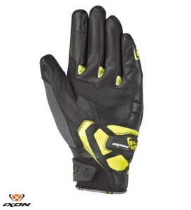 Manusi moto piele Ixon RS Rise Air MS - barbati, vara, sport, degete tactile, gri/negru/galben - Img 2