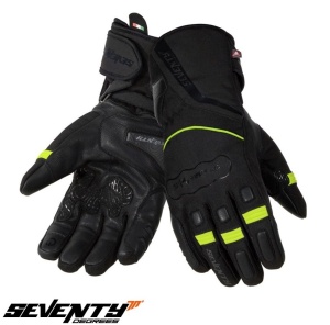 Manusi moto piele Seventy Degrees SD-T7 Gobi - barbati, iarna, impermeabile, touring, negru/galben fluor