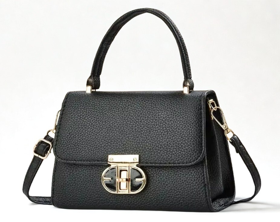 Geanta neagra de dama, inchizatoare chic, Anais