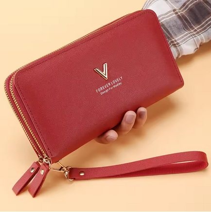 Portofel rosu elegant de dama, Victory, compartimente multiple