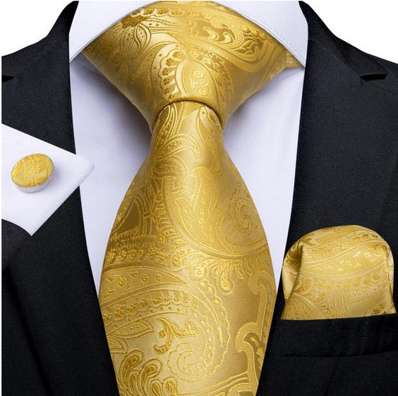 Set cravata aurie + batista + butoni - matase - model 360