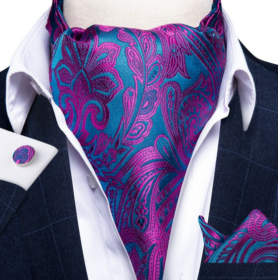 Set cravata / esarfa / lavaliera Ascot + batista + butoni, model 18