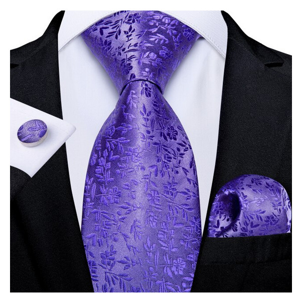 Set cravata mov deschis + batista + butoni - matase - model 124 - 1 | YEO