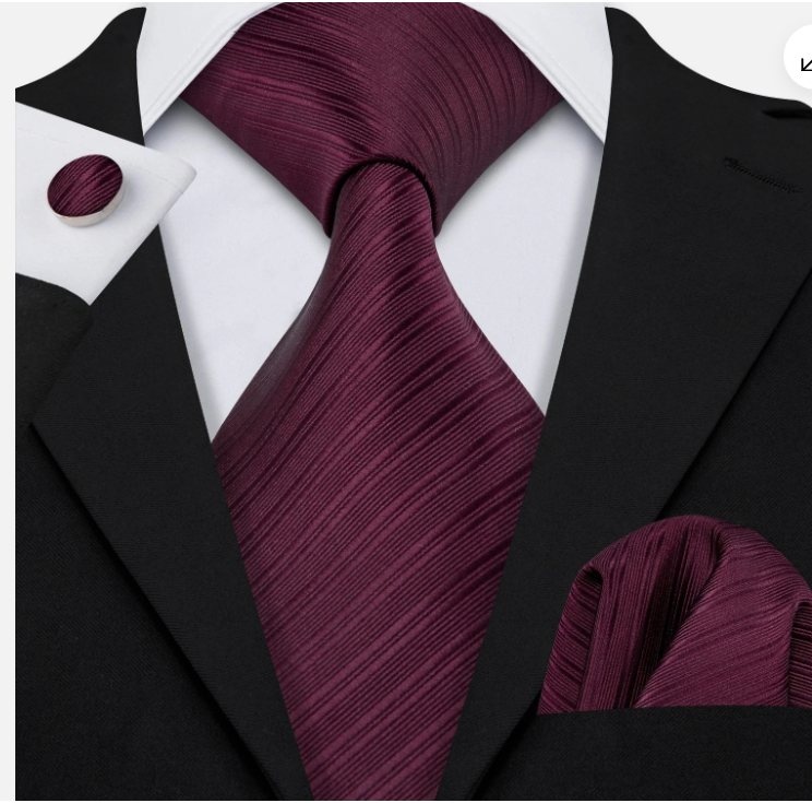 Cravata bordo + batista + butoni - matase -- model 867