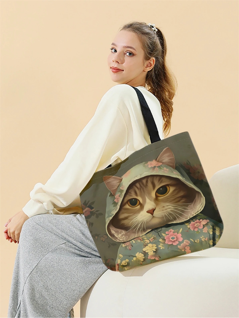 Geanta dama Kitty, tip Shopping bag,model pisica, var.3 - 2 | YEO