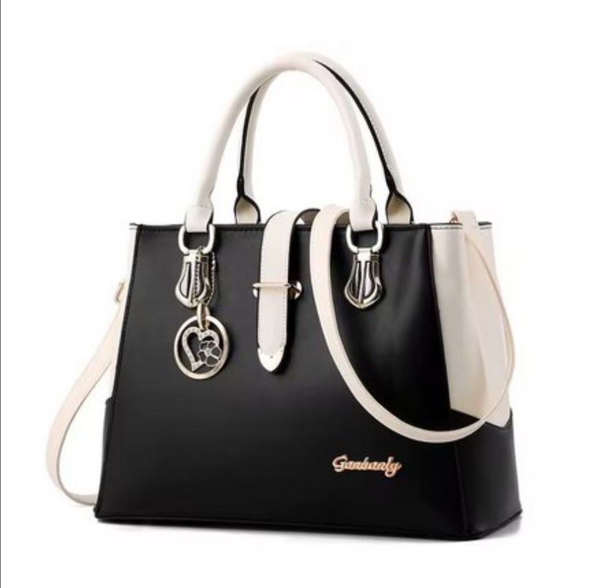 Geanta negru cu alb/ poseta negru cu alb, mare, de dama Onia