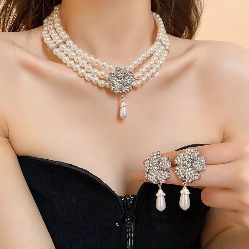 Set superb Bijuterii fashion, cu cristale si perlute, model 16 - 2 | YEO