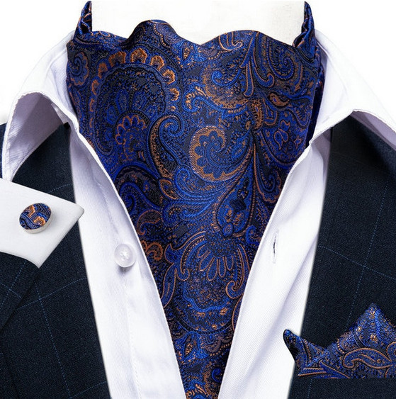 Set cravata / esarfa / lavaliera Ascot + batista + butoni, model 32