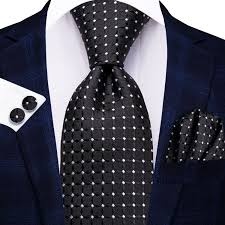Set cravata neagra + batista + butoni - matase -- model 917