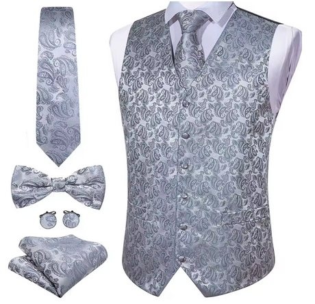Set vesta + cravata + batista + butoni + papion, matase - model 36