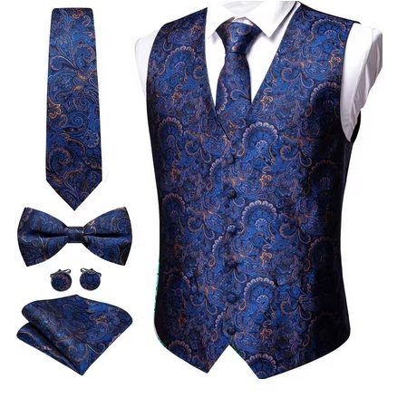 Set vesta + cravata + batista + butoni + papion, matase - model 39