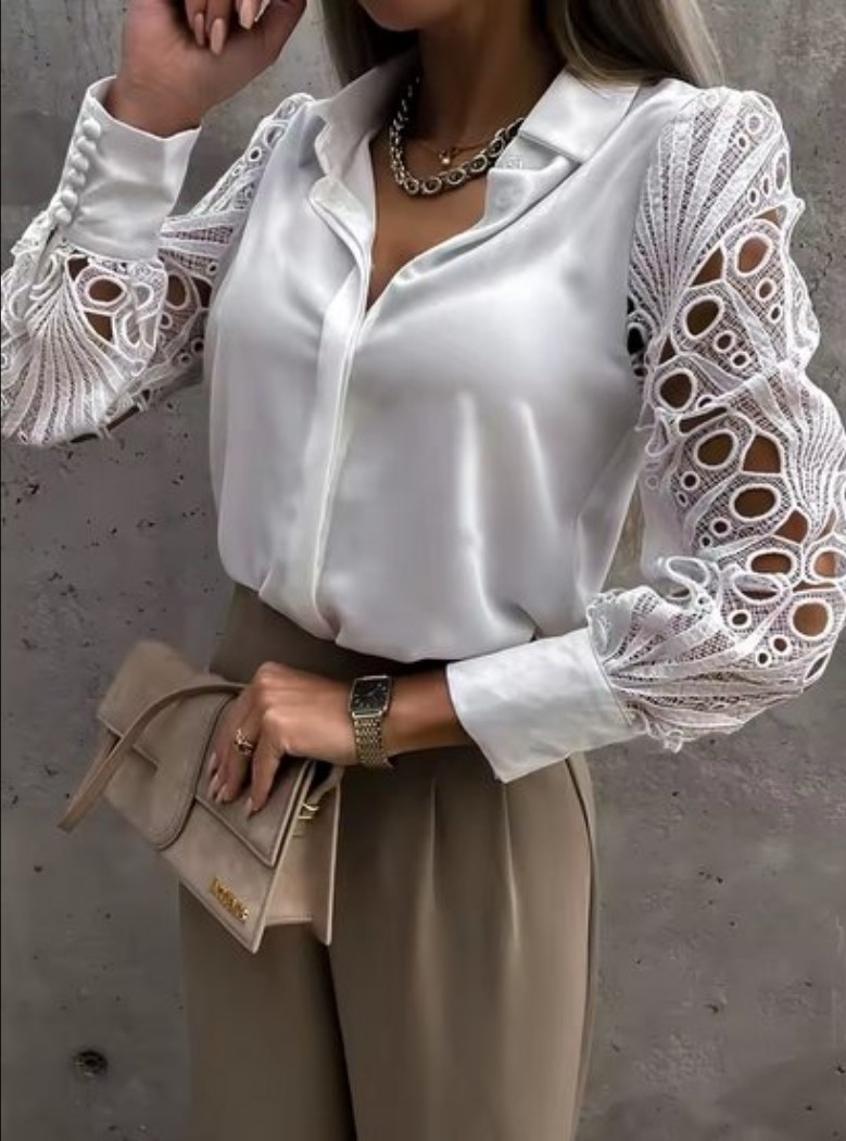 Bluza eleganta alba de dama, maneca…
