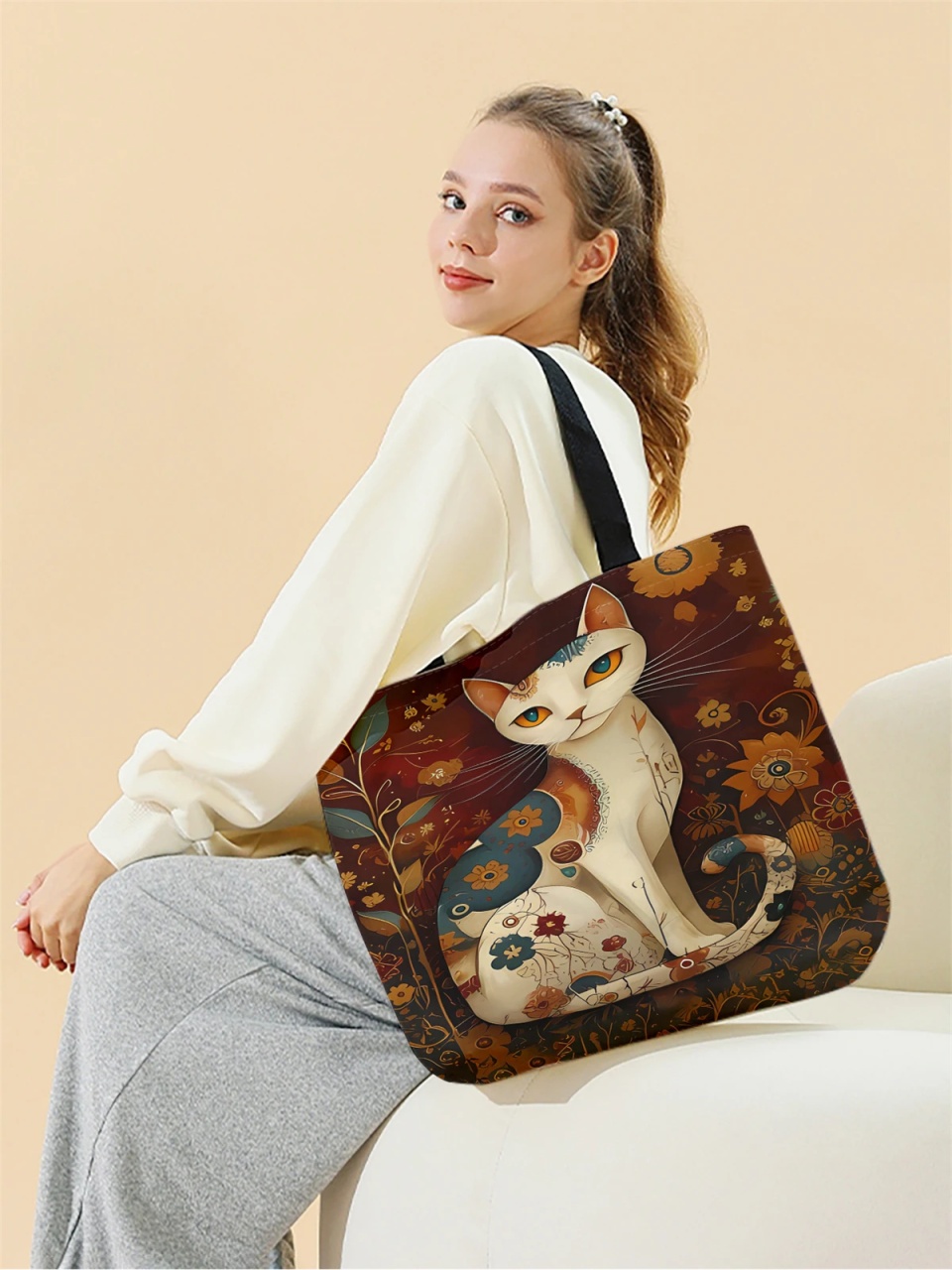 Geanta dama Kitty, tip Shopping bag,model pisica, var.4 - 2 | YEO