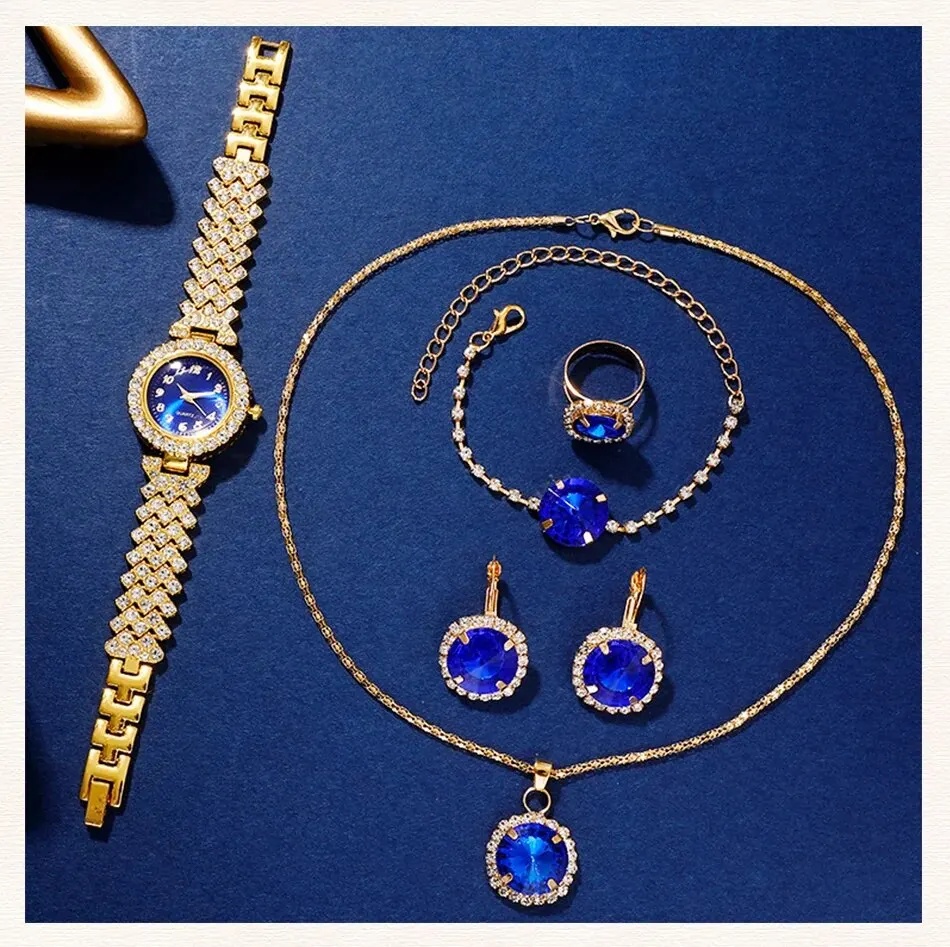 Set ceas dama elegant + bijuterii, cu cristale - Miranda - 1 | YEO