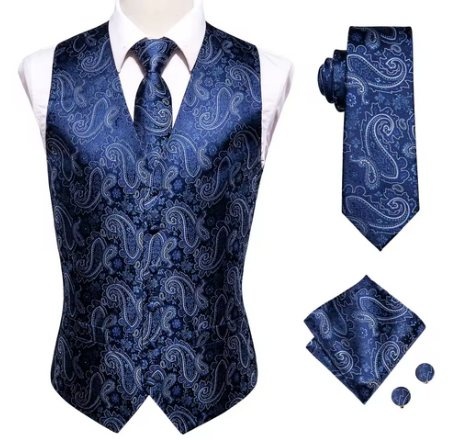 Set vesta + cravata + batista + butoni, matase - model 37