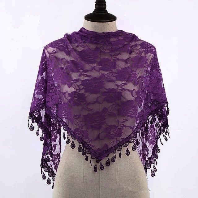 Esarfa eleganta cu broderie trandafiri - purple