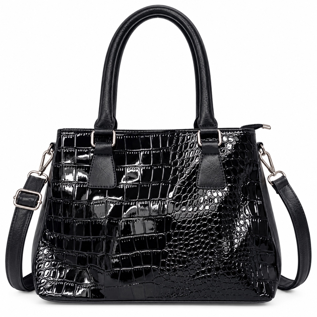 Geanta neagra eleganta, lacuita, incapatoare, de dama, Raissa