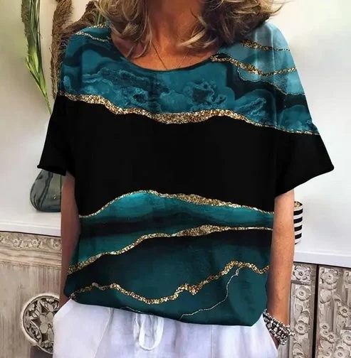 Bluza cu design modern, de dama, maneca scurta, model 74, marime XL