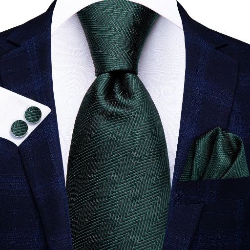 Set cravata verde inchis + batista + butoni - matase -- model 922