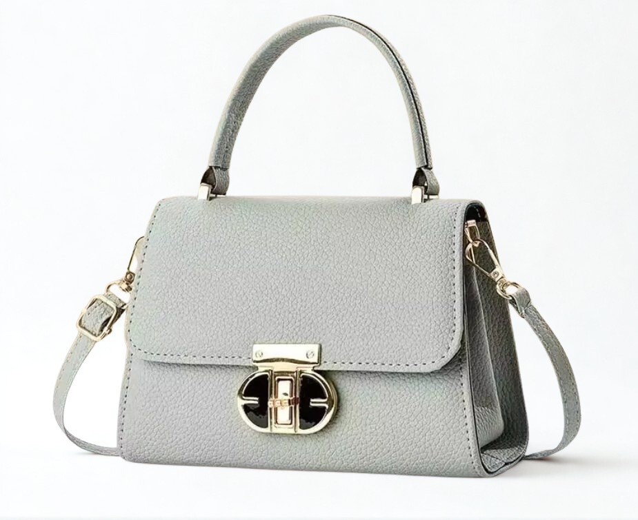 Geanta gri de dama, inchizatoare chic, Anais