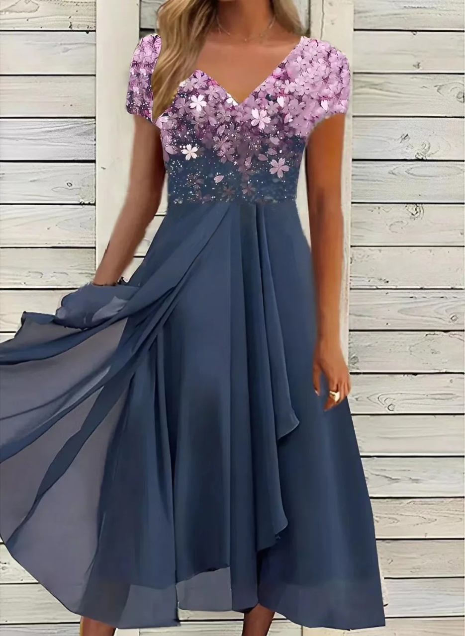 Rochie dama, model floral, Alegria, marimea XXXL