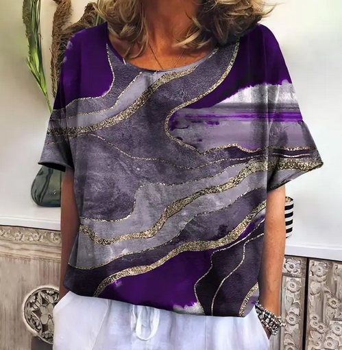 Bluza cu design modern, de dama, maneca scurta, model 51, marime XL