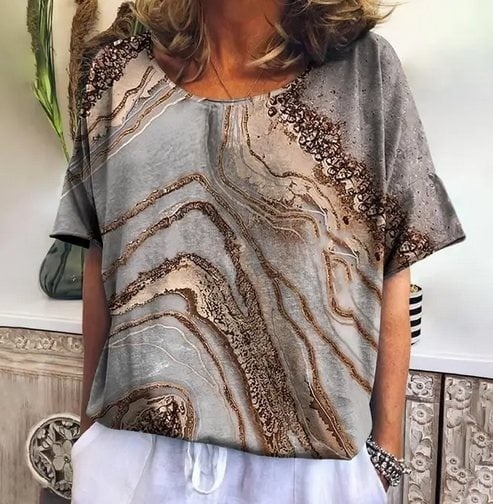 Bluza cu design modern, de dama, maneca scurta, model 76, marime XL