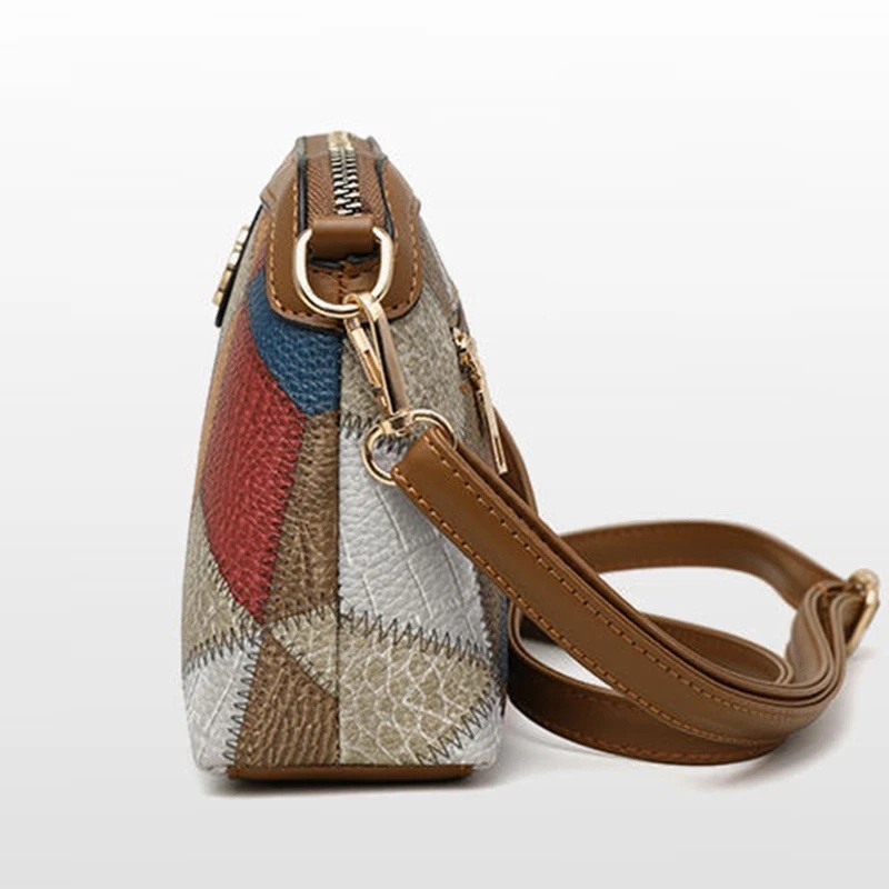 Geanta / poseta multicolora cu ornament maro, Janette - 2 | YEO