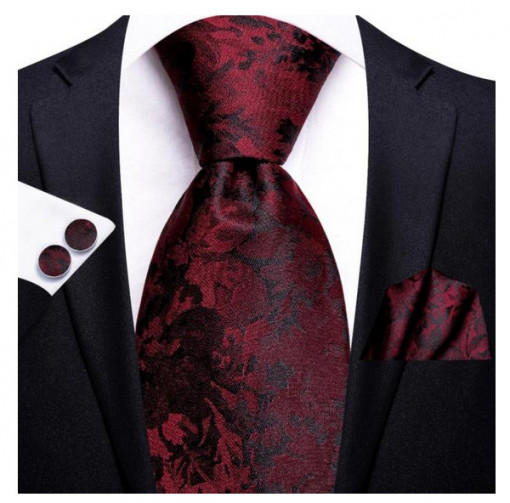 set cravata cu batista si butoni matase 100%
