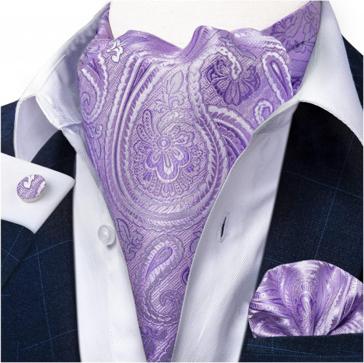 Set cravata / esarfa / lavaliera Ascot + batista + butoni, model 84 - Img 2