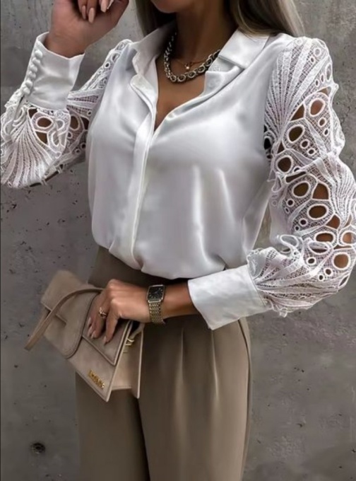 bluza alba eleganta cu dantela