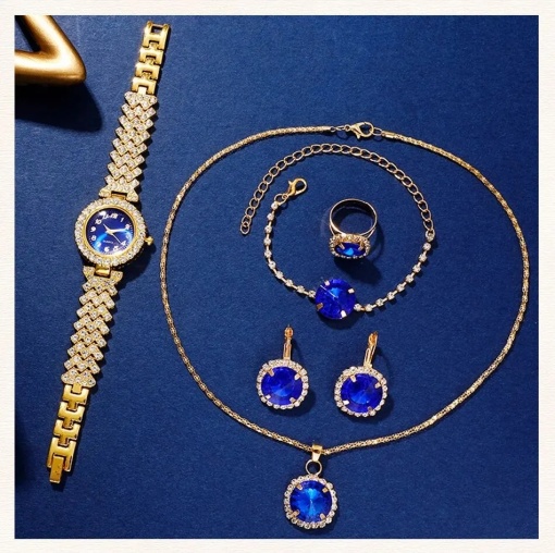 Set ceas dama elegant + bijuterii, cu cristale - Miranda - Img 2