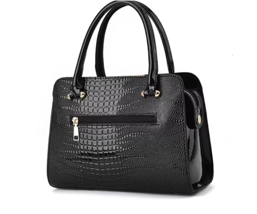 Geanta neagra / poseta neagra, lacuita, de dama, Donna, aspect deosebit, cu pandantiv - Img 5