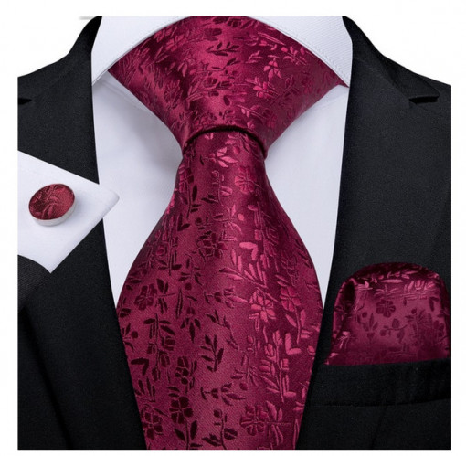 set cravata matase cu batista si butoni