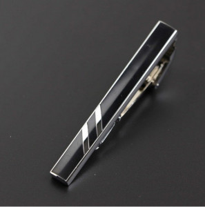 Ac pentru cravata, argintiu cu negru, elegant, model 9