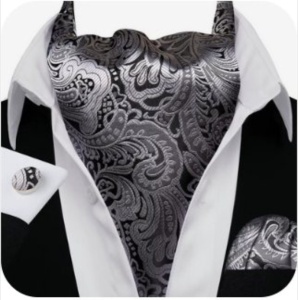Set cravata / esarfa / lavaliera Ascot + batista + butoni, model 110