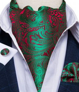Set cravata / esarfa / lavaliera Ascot + batista + butoni, model 59