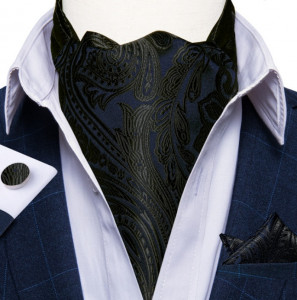 Set cravata / esarfa / lavaliera Ascot + batista + butoni, model 8