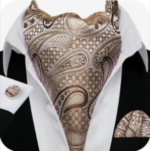 Set cravata / esarfa / lavaliera Ascot + batista + butoni, model 90