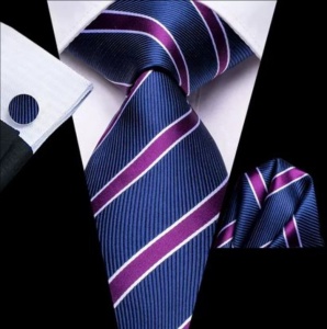 Set cravata bleumarin + batista + butoni - matase -- model 848