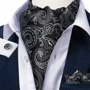 Set cravata / esarfa Ascot + batista + butoni, model 9