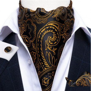 Set cravata / esarfa / lavaliera Ascot + batista + butoni, model 27